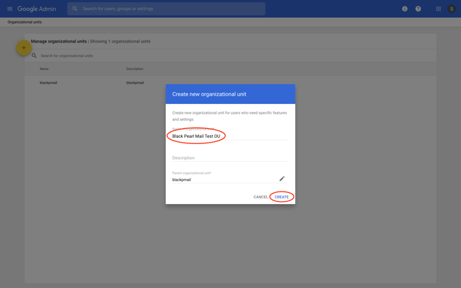 Configure Google Workspace with Black Pearl Mail - Using a Test Pilot Organizational Unit (OU)2