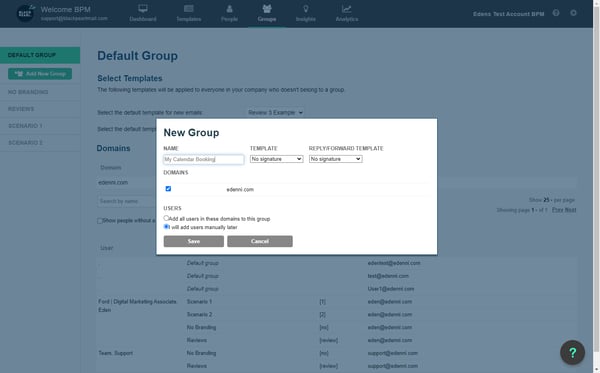 Name the group in a way that makes obvious who it relates to e.g. use the staff member's name