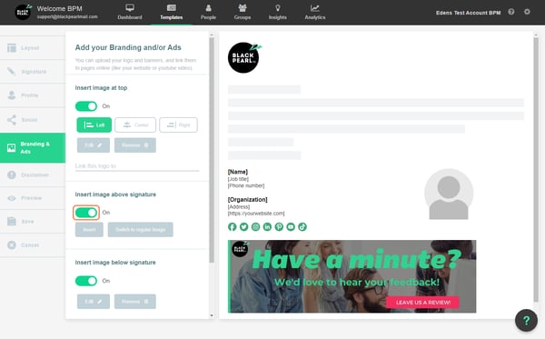 Turn On the toggle to enable image adding