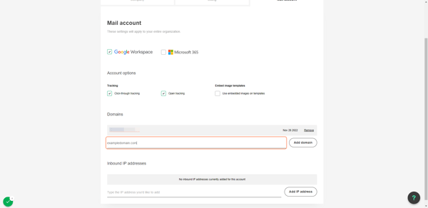 Type in the domain to be added