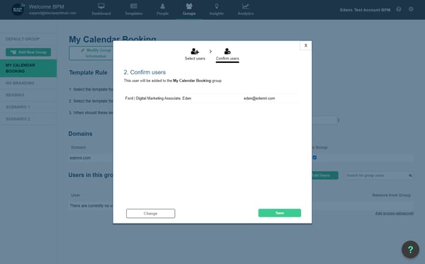 Click on Save to confirm the user